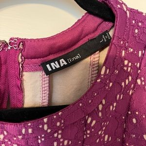 Spring dress, fit and flare purple lace